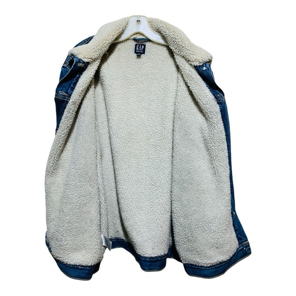 Men’s GAP Icon Denim Trucker Jacket With Sherpa Lining Sz Medium - Picture 3 of 5